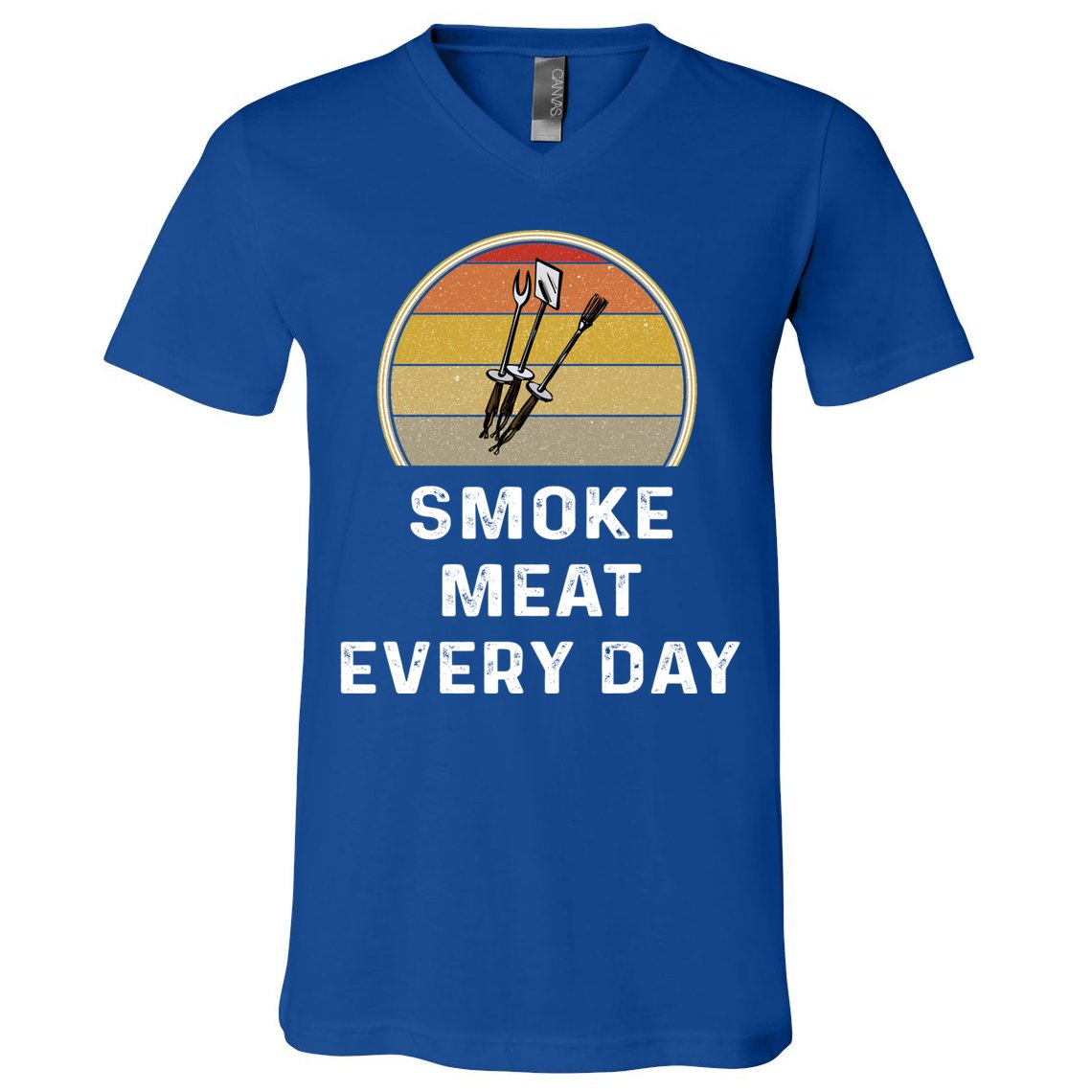 Funny Smoke Meat Every Day Brisket Smoking Grilling Meaningful Gift Great Gift V-Neck T-Shirt