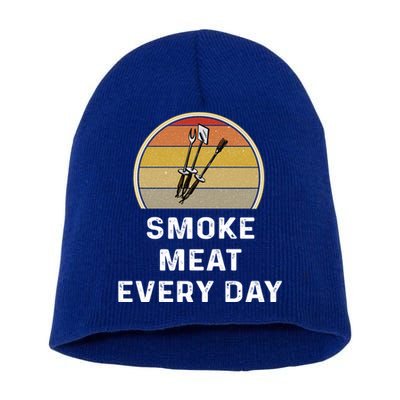 Funny Smoke Meat Every Day Brisket Smoking Grilling Meaningful Gift Great Gift Short Acrylic Beanie