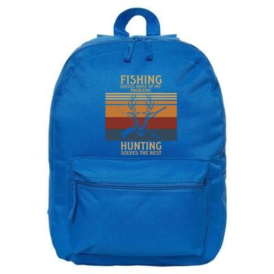 Fishing Solves Most Problems Hunting Solves Rest Fun Gift 16 in Basic Backpack
