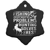 Fishing Solves Most Of My Problems Deer Hunting Ceramic Star Ornament