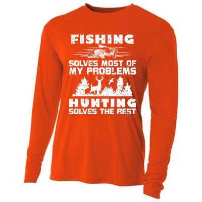 Fishing Solves Most Of My Problems Hunting The Rest Fishing Funny Gift Cooling Performance Long Sleeve Crew