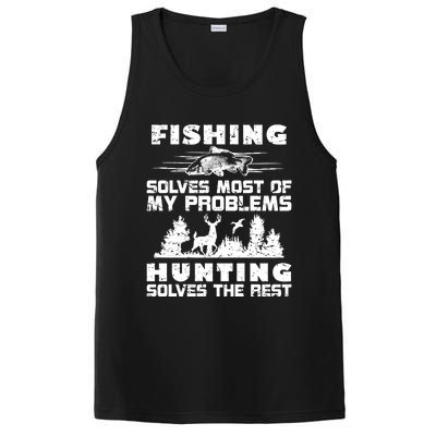 Fishing Solves Most Of My Problems Hunting The Rest Fishing Funny Gift PosiCharge Competitor Tank