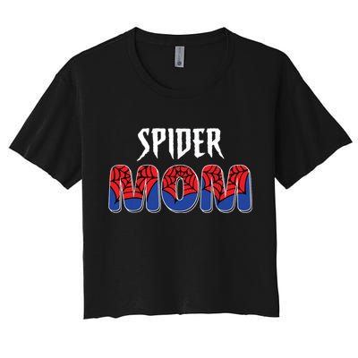 Funny Spider Mom For Women Girl Love Women's Crop Top Tee