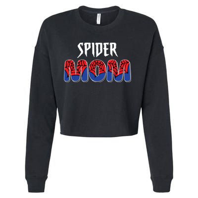 Funny Spider Mom For Women Girl Love Cropped Pullover Crew