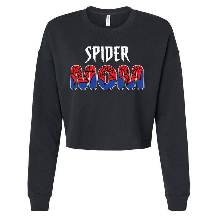 Funny Spider Mom For Women Girl Love Cropped Pullover Crew