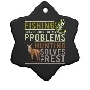 Fishing Solves Most Of My Problems Hunting Ceramic Star Ornament