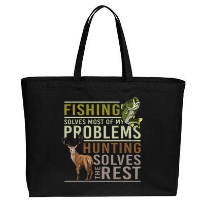 Fishing Solves Most Of My Problems Hunting Cotton Canvas Jumbo Tote