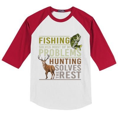 Fishing Solves Most Of My Problems Hunting Kids Colorblock Raglan Jersey