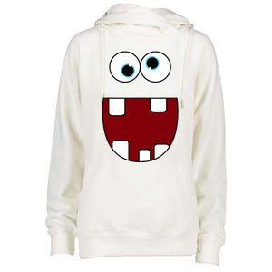 Funny Silly Monster Face Smiling Easy Halloween Costume Womens Funnel Neck Pullover Hood