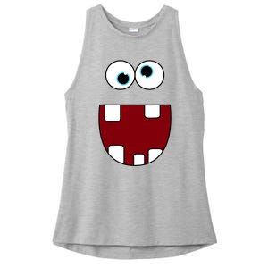 Funny Silly Monster Face Smiling Easy Halloween Costume Ladies PosiCharge Tri-Blend Wicking Tank