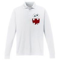 Funny Silly Monster Face Smiling Easy Halloween Costume Performance Long Sleeve Polo