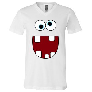 Funny Silly Monster Face Smiling Easy Halloween Costume V-Neck T-Shirt