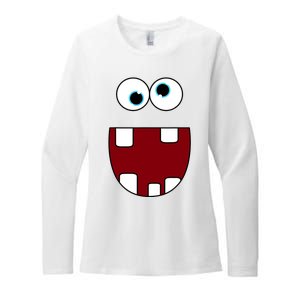 Funny Silly Monster Face Smiling Easy Halloween Costume Womens CVC Long Sleeve Shirt