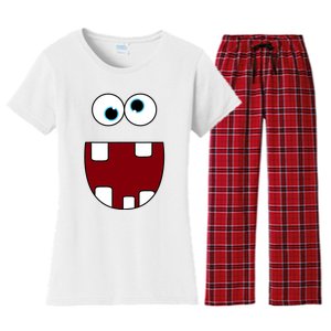 Funny Silly Monster Face Smiling Easy Halloween Costume Women's Flannel Pajama Set