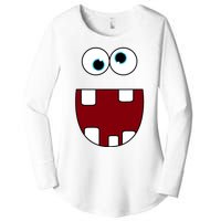 Funny Silly Monster Face Smiling Easy Halloween Costume Women's Perfect Tri Tunic Long Sleeve Shirt