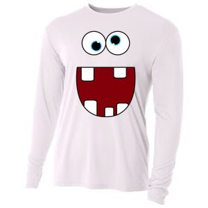 Funny Silly Monster Face Smiling Easy Halloween Costume Cooling Performance Long Sleeve Crew