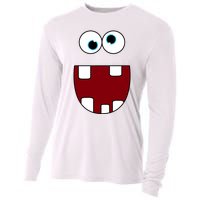 Funny Silly Monster Face Smiling Easy Halloween Costume Cooling Performance Long Sleeve Crew