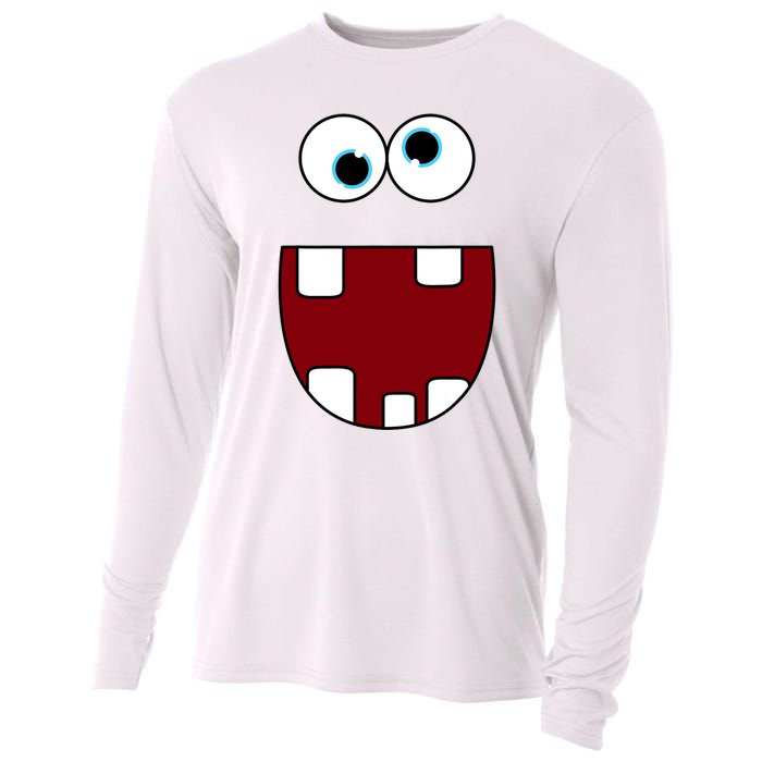 Funny Silly Monster Face Smiling Easy Halloween Costume Cooling Performance Long Sleeve Crew