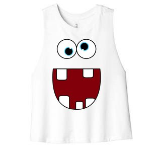 Funny Silly Monster Face Smiling Easy Halloween Costume Women's Racerback Cropped Tank