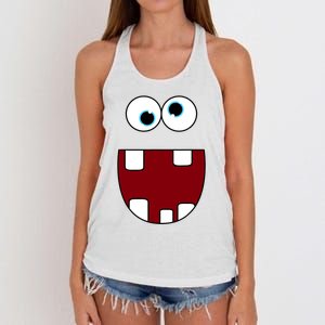 Funny Silly Monster Face Smiling Easy Halloween Costume Women's Knotted Racerback Tank