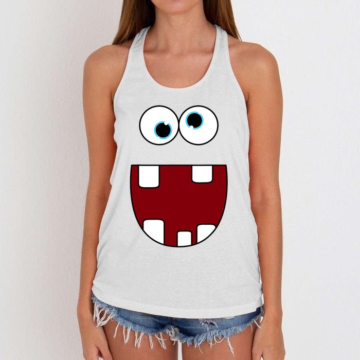 Funny Silly Monster Face Smiling Easy Halloween Costume Women's Knotted Racerback Tank