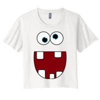 Funny Silly Monster Face Smiling Easy Halloween Costume Women's Crop Top Tee