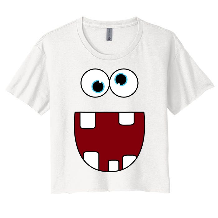 Funny Silly Monster Face Smiling Easy Halloween Costume Women's Crop Top Tee