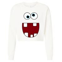 Funny Silly Monster Face Smiling Easy Halloween Costume Cropped Pullover Crew