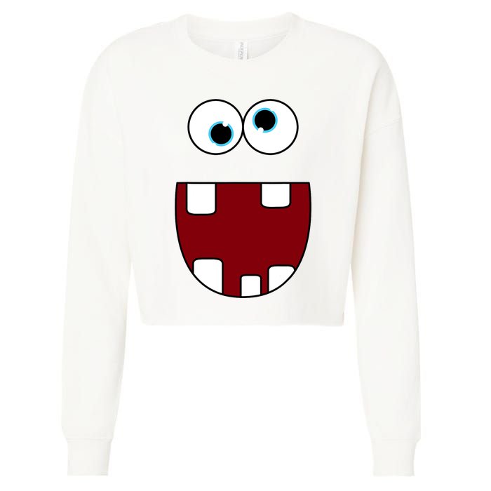 Funny Silly Monster Face Smiling Easy Halloween Costume Cropped Pullover Crew