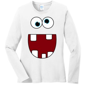 Funny Silly Monster Face Smiling Easy Halloween Costume Ladies Long Sleeve Shirt