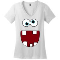 Funny Silly Monster Face Smiling Easy Halloween Costume Women's V-Neck T-Shirt