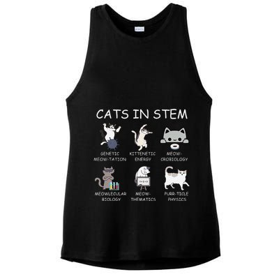 Funny Science Meme Cats In Stem Scientist Nerd Cat Lover Ladies PosiCharge Tri-Blend Wicking Tank