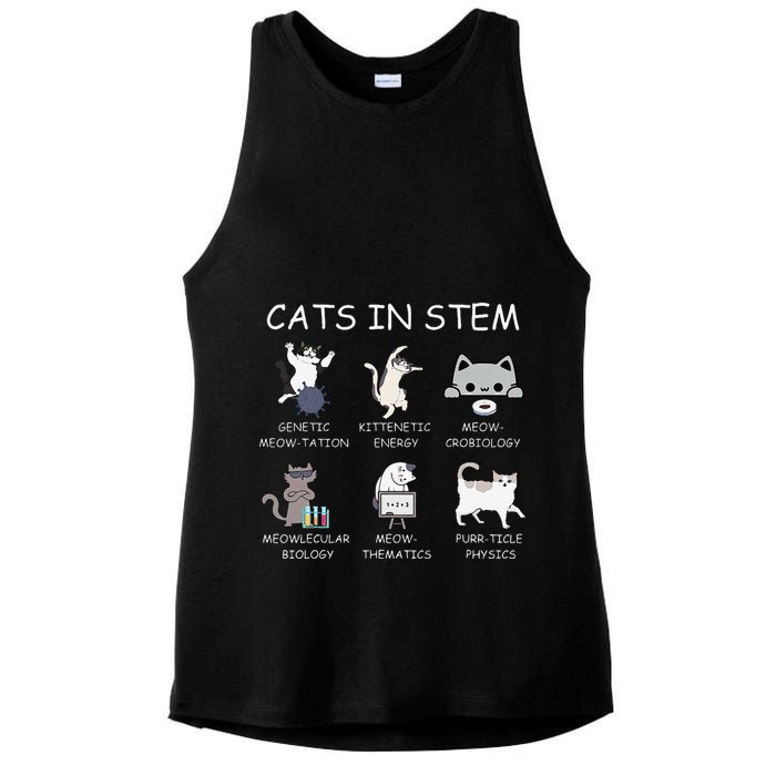 Funny Science Meme Cats In Stem Scientist Nerd Cat Lover Ladies PosiCharge Tri-Blend Wicking Tank