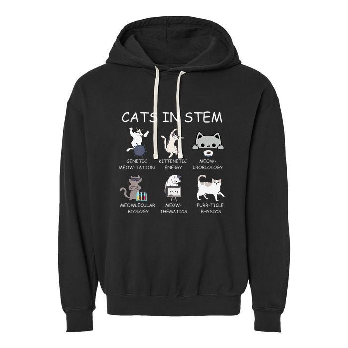 Funny Science Meme Cats In Stem Scientist Nerd Cat Lover Garment-Dyed Fleece Hoodie