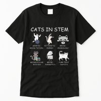 Funny Science Meme Cats In Stem Scientist Nerd Cat Lover Tall T-Shirt