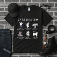 Funny Science Meme Cats In Stem Scientist Nerd Cat Lover Tall T-Shirt