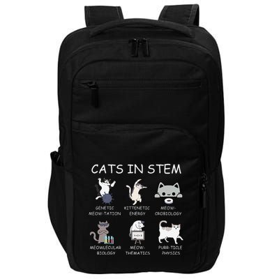 Funny Science Meme Cats In Stem Scientist Nerd Cat Lover Impact Tech Backpack