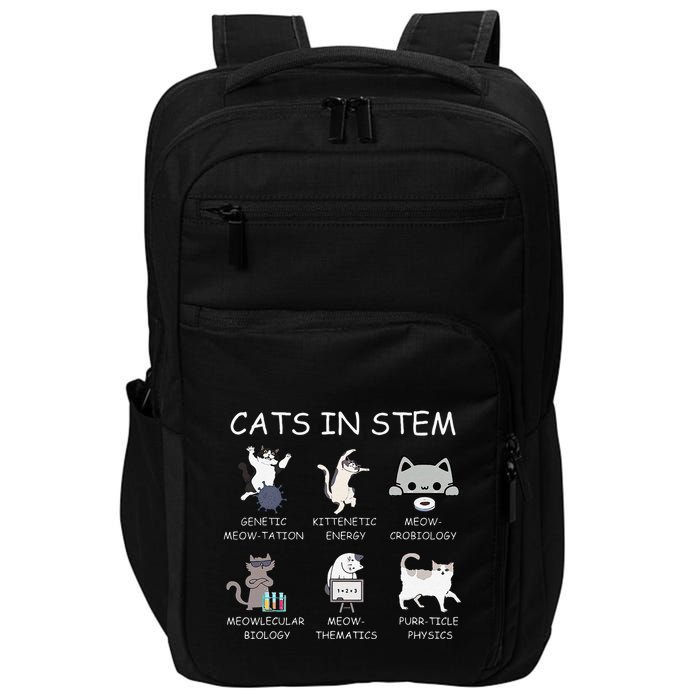 Funny Science Meme Cats In Stem Scientist Nerd Cat Lover Impact Tech Backpack