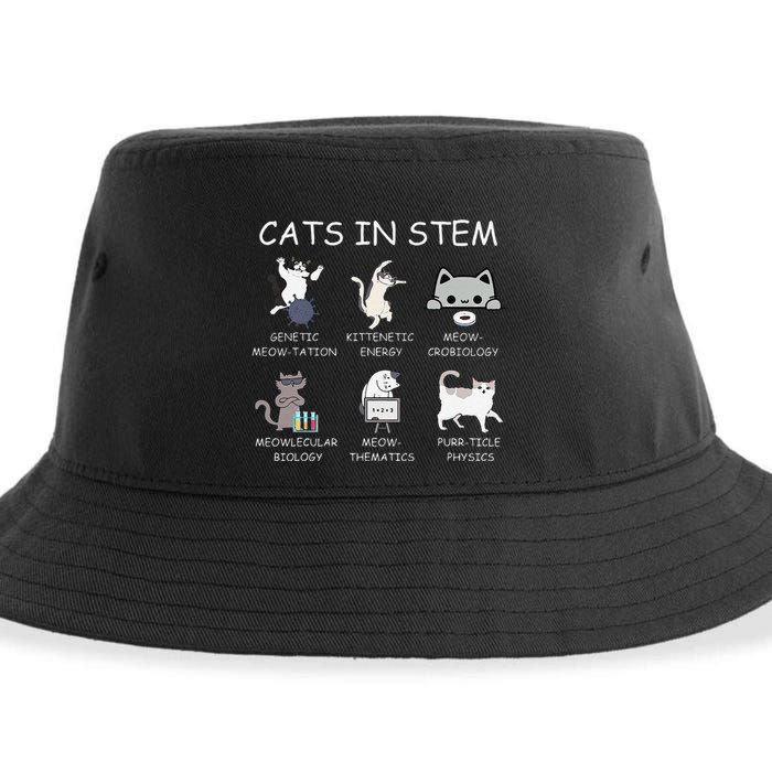 Funny Science Meme Cats In Stem Scientist Nerd Cat Lover Sustainable Bucket Hat