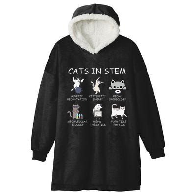 Funny Science Meme Cats In Stem Scientist Nerd Cat Lover Hooded Wearable Blanket