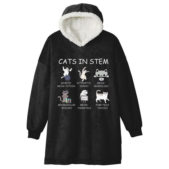 Funny Science Meme Cats In Stem Scientist Nerd Cat Lover Hooded Wearable Blanket