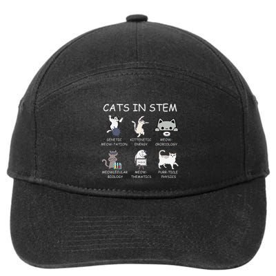 Funny Science Meme Cats In Stem Scientist Nerd Cat Lover 7-Panel Snapback Hat