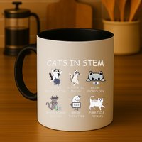 Funny Science Meme Cats In Stem Scientist Nerd Cat Lover Mug