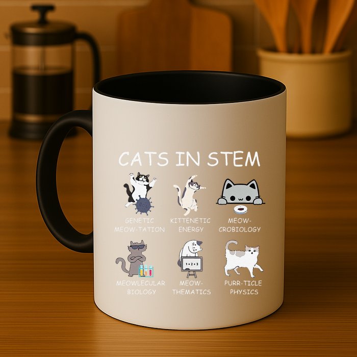Funny Science Meme Cats In Stem Scientist Nerd Cat Lover Mug