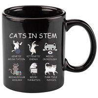 Funny Science Meme Cats In Stem Scientist Nerd Cat Lover 11oz C Handle Ceramic Mug
