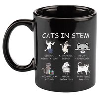 Funny Science Meme Cats In Stem Scientist Nerd Cat Lover 11oz C Handle Ceramic Mug
