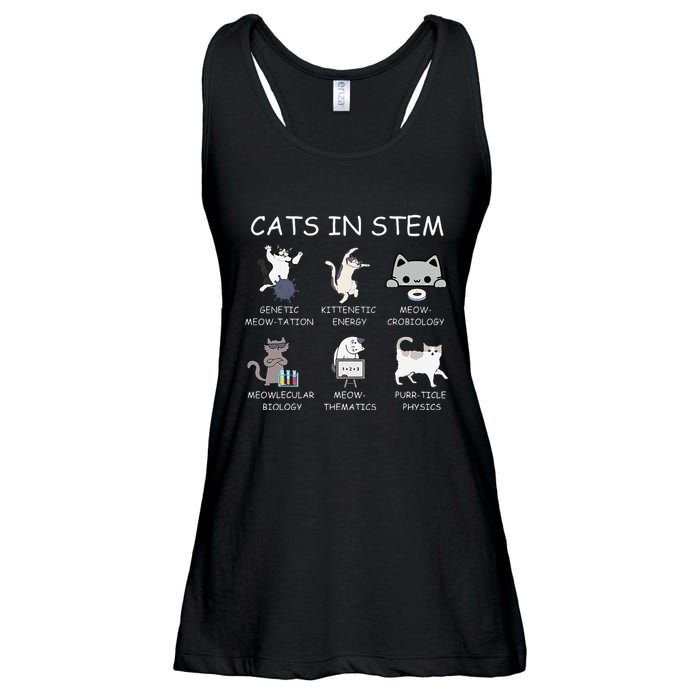 Funny Science Meme Cats In Stem Scientist Nerd Cat Lover Ladies Essential Flowy Tank
