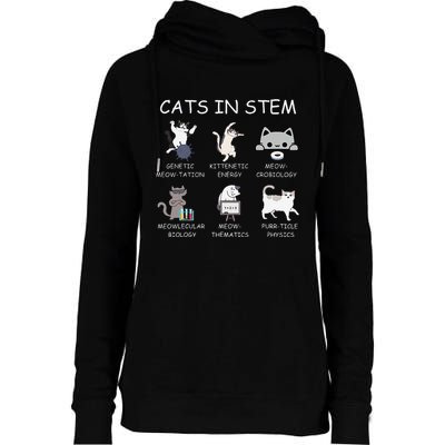 Funny Science Meme Cats In Stem Scientist Nerd Cat Lover Womens Funnel Neck Pullover Hood