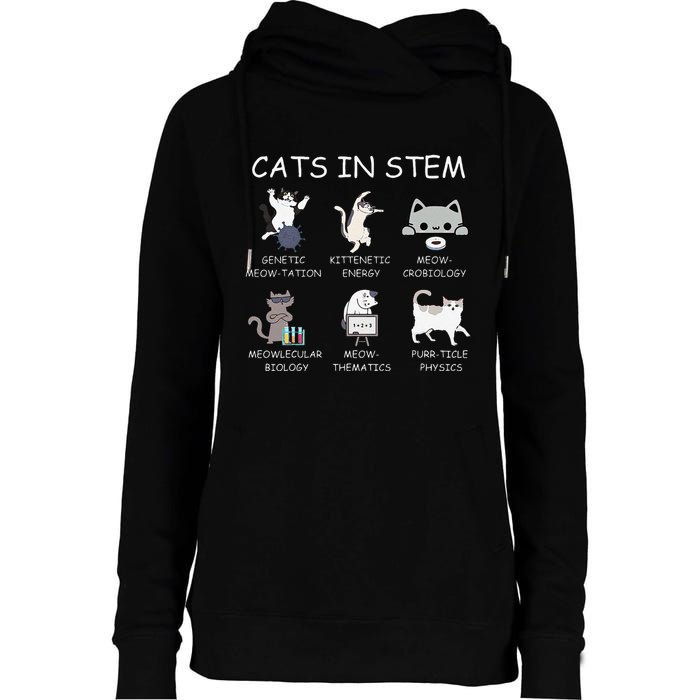 Funny Science Meme Cats In Stem Scientist Nerd Cat Lover Womens Funnel Neck Pullover Hood