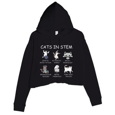 Funny Science Meme Cats In Stem Scientist Nerd Cat Lover Crop Fleece Hoodie